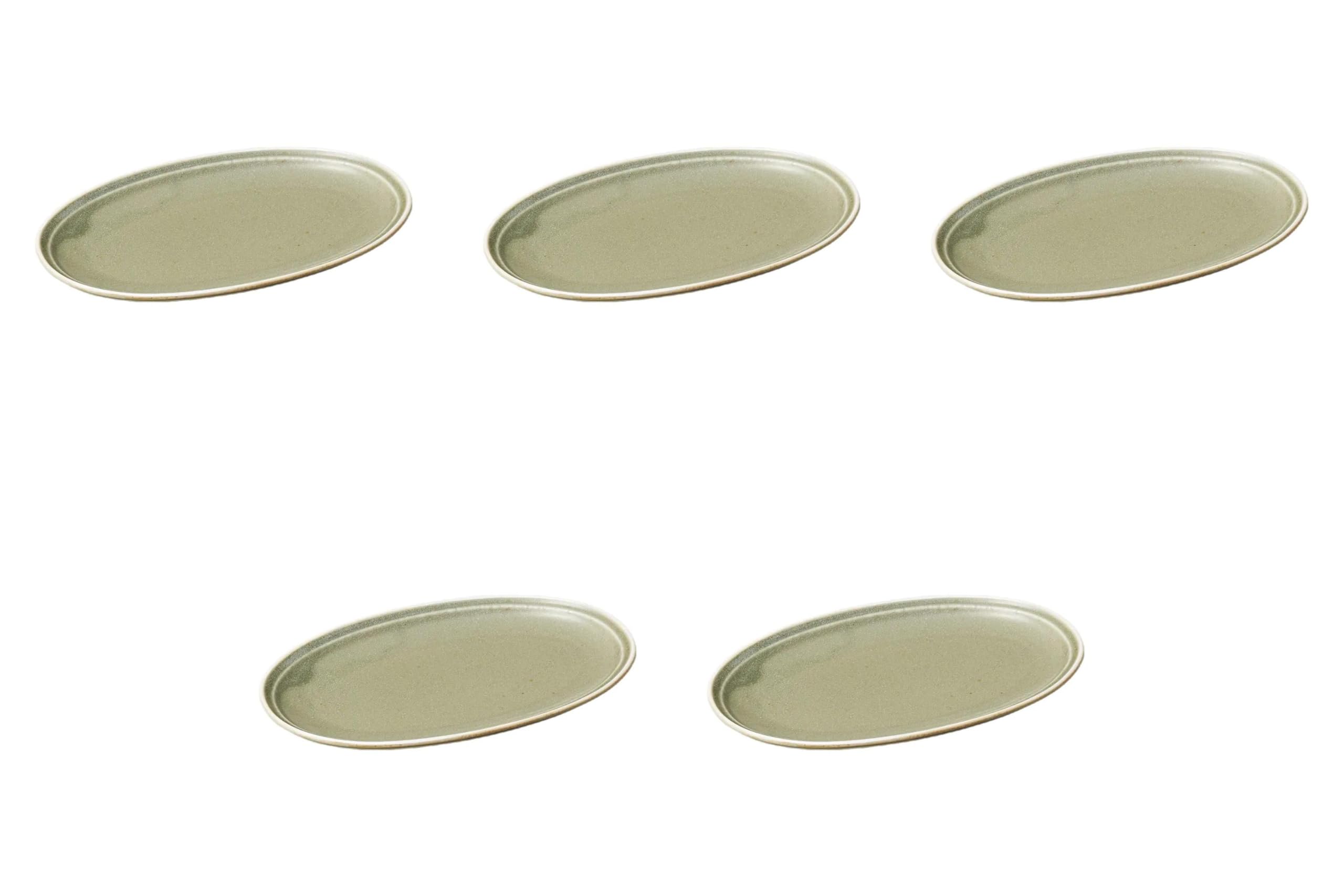 

Set of 5 Olive Oval Plates x x 2 Medium Oval Bowls by Setomonohonpo [22 13.8 cm] оливковый