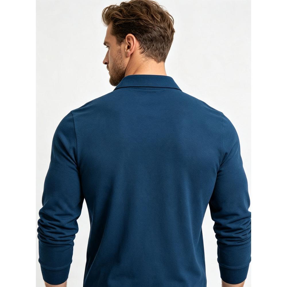 Men's Plus Size Long Sleeve Polo Shirt Autumn Winter Business Casual Cotton Top Breathable Stretch Loose Fit M-6XL White Black Navy