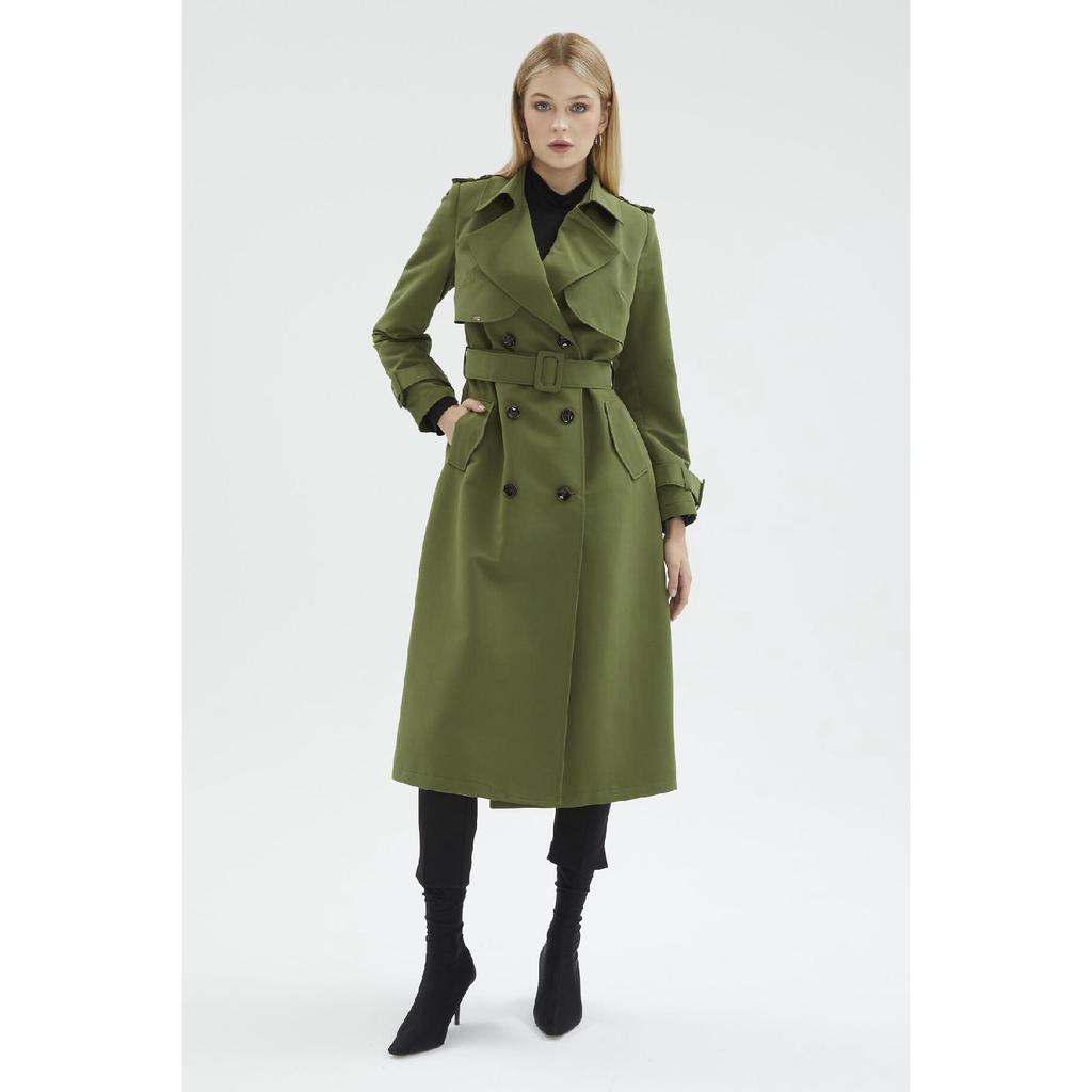 Jacket Collar Sleeve Detailed Mink Trench Coat 12667