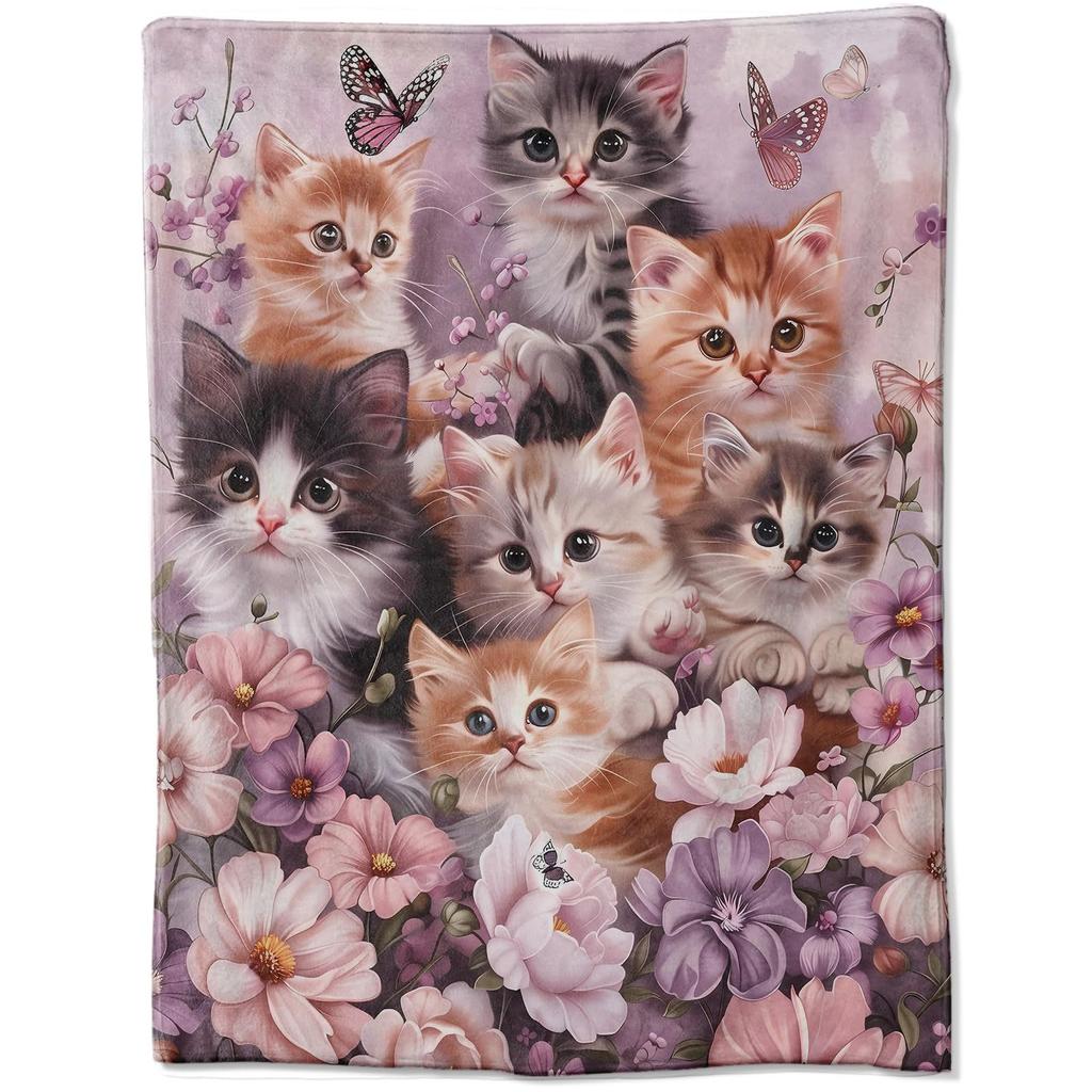 Cute Cat Flannel Digital Print Blanket Sofa Blanket Office Nap Blanket