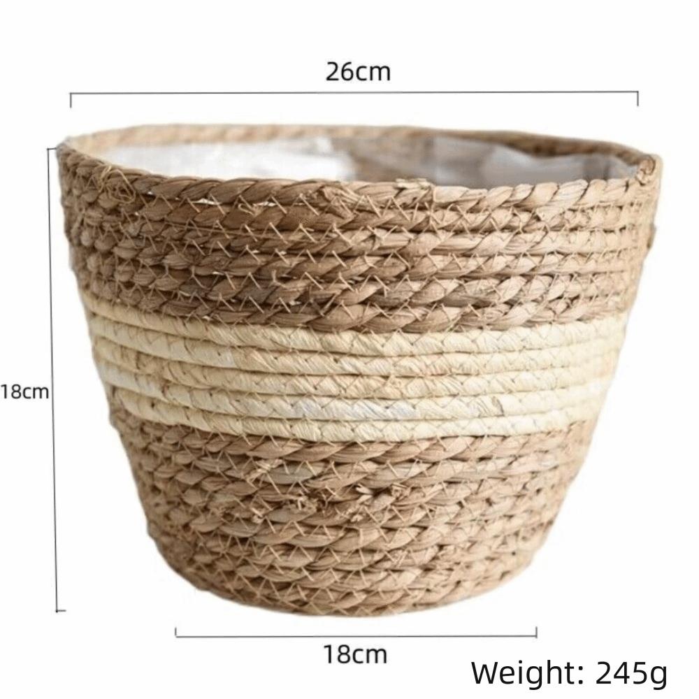 Weaving Straw Flower Basket Storage Function Storage Basket Woven Grass Flower Pot  Garden
