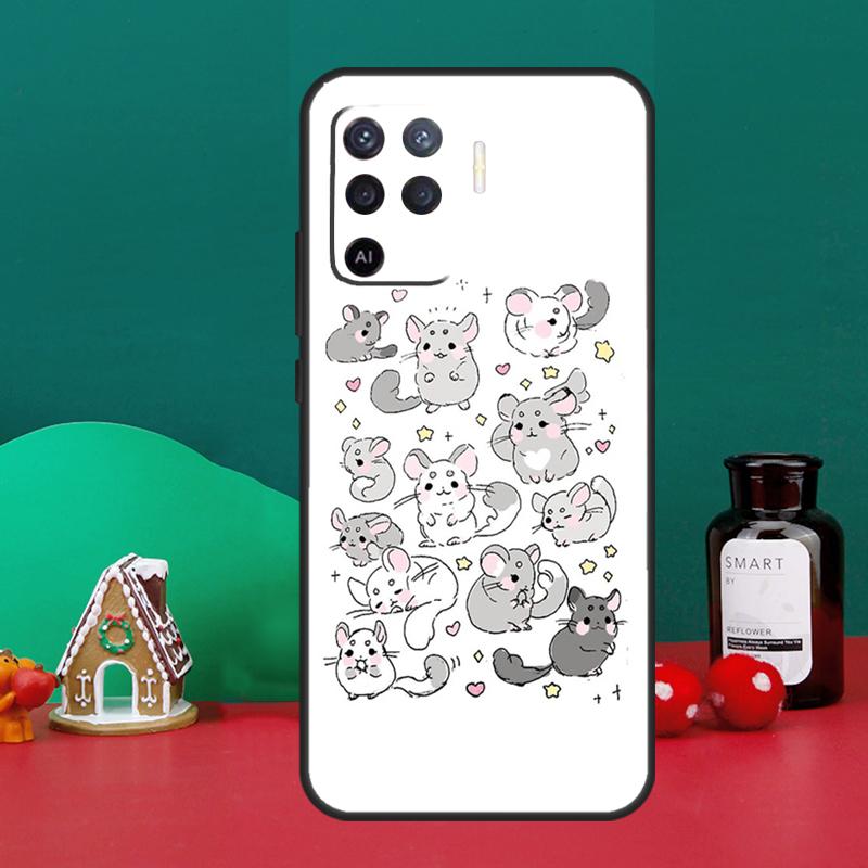 Cute Cartoon Chinchilla Case For Oppo A15 A6 A5 Pro A17 A57 A54 A74 A94 A16 A76 A96 A40 A60 A80 A18 A38 A58 A78 A98
