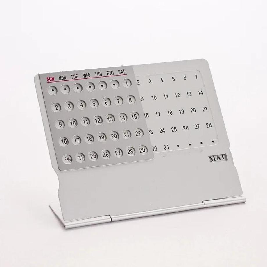1 Pcs Creative Ultra-thin Office Desktop Personalized Desk Calendar Aluminum Version Chinese Calendar серебряный