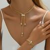 4-Piece Luxury Jewelry Set Synthetic Zirconia Necklace Earrings Bracelet Ring Bohemian And Street Style Wedding Banquet Gifts