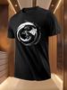 Schwarz-Drachen-Print T-Shirt - Atmungsaktiv