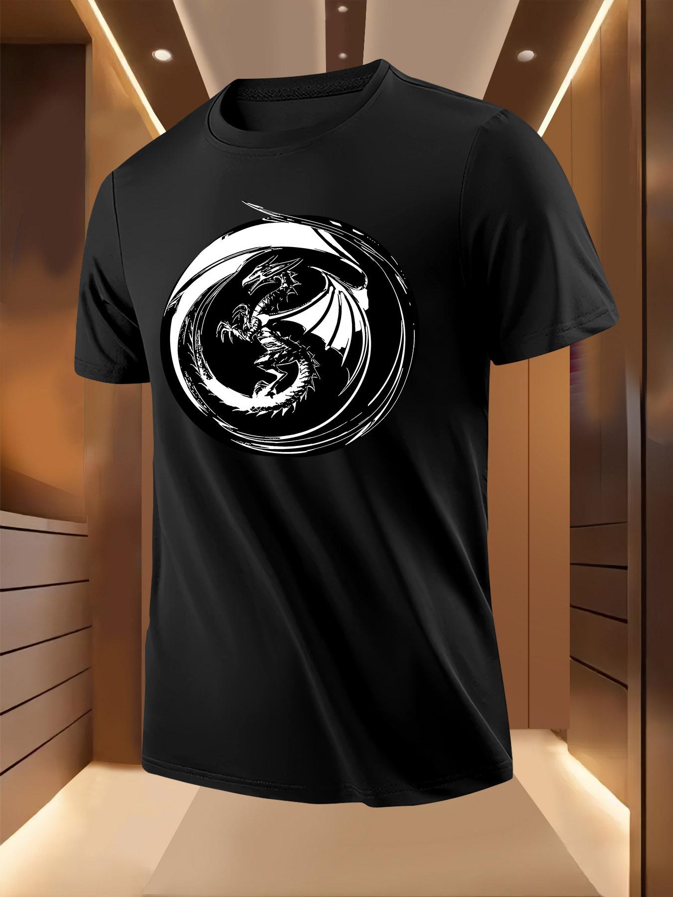 Black Dragon Print Tshirt - Breathable XXXL