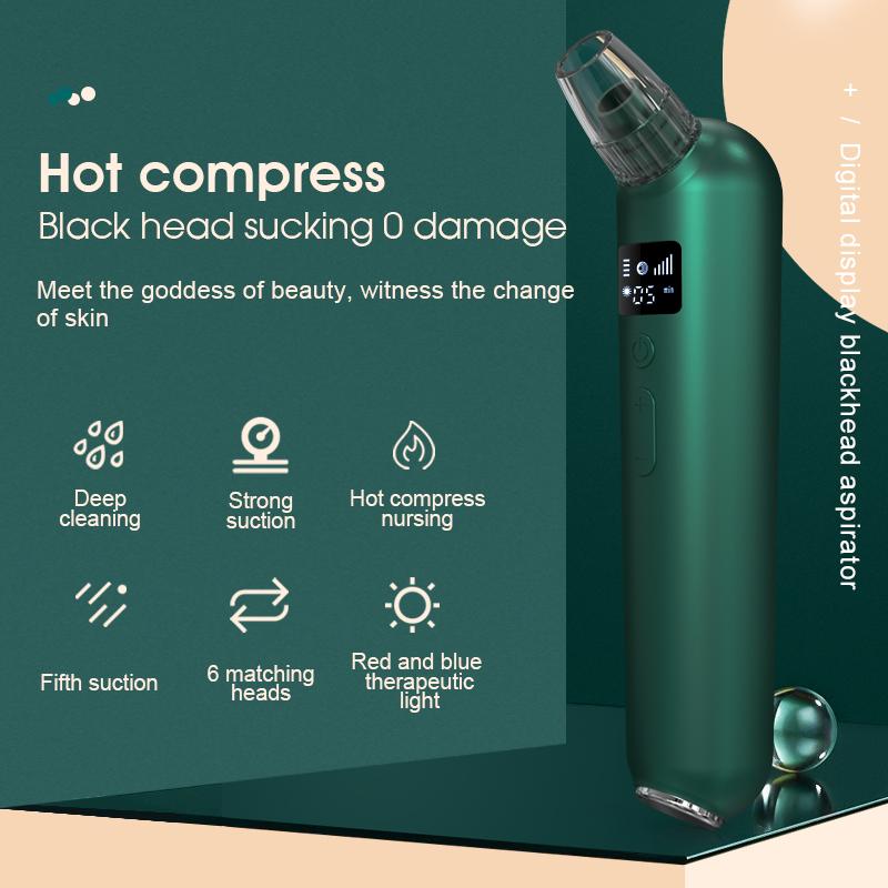 

HX-04 Facial Blackhead Remover Electric Acne Vacuum Cleaner Black Spots Pore Cleaning Tool Green