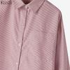 ZANZEA Women Casual Turn Down Collar Long Sleeve Loose Stripe Blouse