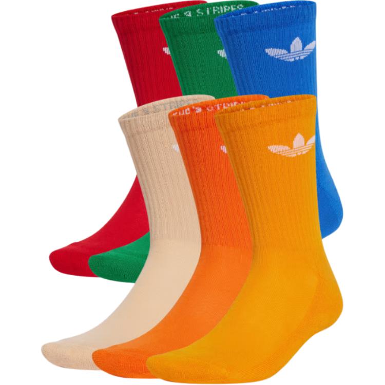 Adidas Originals TREFOIL CUSHION CREW SOCKS 6 PAIRS Crew Socks Unisex 6 Pack IX5275 2-3.5
