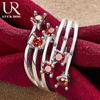 925 Sterling Silver Red AAA Zirkonový prsten Dárek Módní svatební šperky