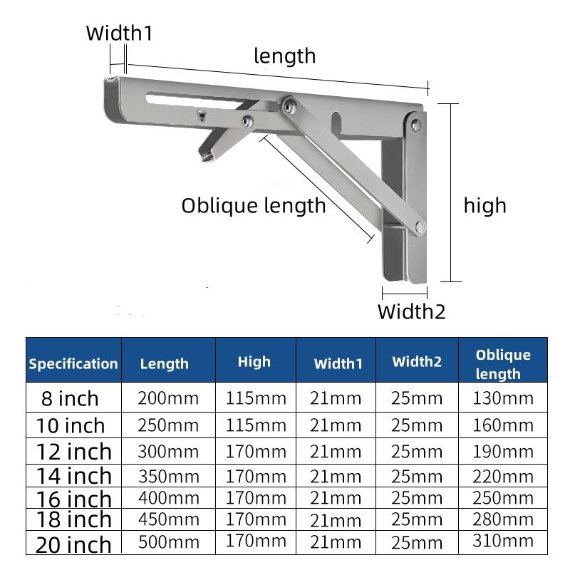 2/1Pcs Multiple Sizes Triangle Folding Angle Bracket Heavy Support Adjustable Wall Shelves Mounted Table Shelves Home Hardware