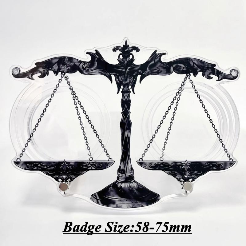 

Trial of Anubis Series Acrylic Badge Holder Creative Balance Scale Figurines Anime Badge Storage for Desktop Decoration 2025 New чёрный