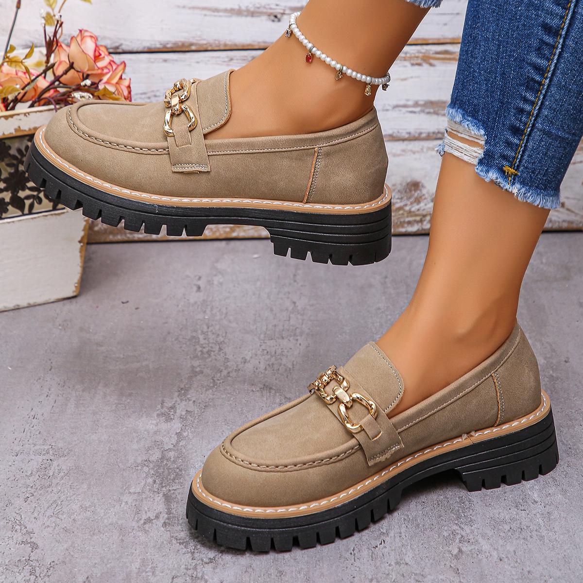 

Весенне-осенние туфли на толстой подошве с круглым носком, противоскользящие, повседневные, для работы, модный новый стиль, удобные, большие одинарные туфли для женщин 35