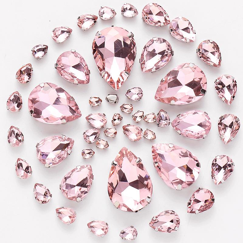 50pcs Hand-Sewn Water Drop Rhinestones: Colored Crystal Glass for DIY Wedding Dress and Clothing Accessories