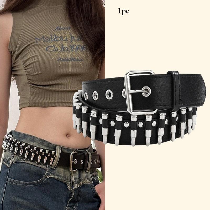 1Pc American Retro Heavy Industry Belt Accessories Women's Waist Decoration Jeans Metal Rivet Belt Wide Version