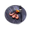 Matte Black Ceramic Wood Grain Plate for Steak, Barbecue, Snacks, and Desserts