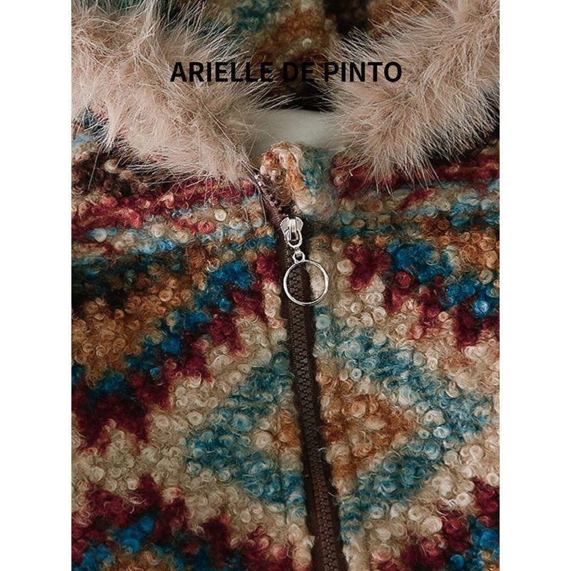 French Arielle De Pinto Winter Coat for Boys and Girls, Hooded Cartoon Top, Baby Fleece-Lined Thick Sweater