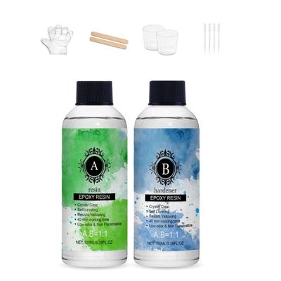6.76OZ Epoxy Resin Clear for Jewelry Making, Art Resin, Including 4 Pipettes, 2 Measuring Cups, 2 Stick, 2 Pair Gloves