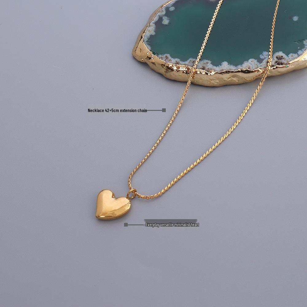 Minimalist Peach Heart Pendant Choker - Japanese & Korean Style, Titanium Steel, Color-Retaining Women's Jewelry