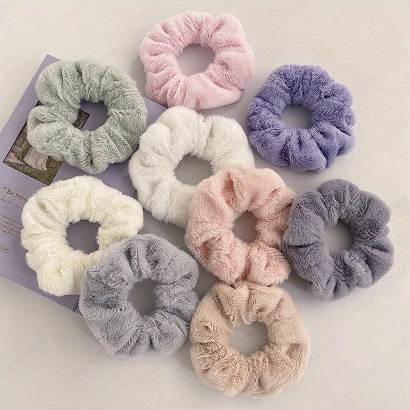 Milchkaffee Plüsch Haargummi: Dickdarm-Gummiband Haargummi für Damen, 2025 Herbst/Winter Lederummanteltes Haaraccessoire.