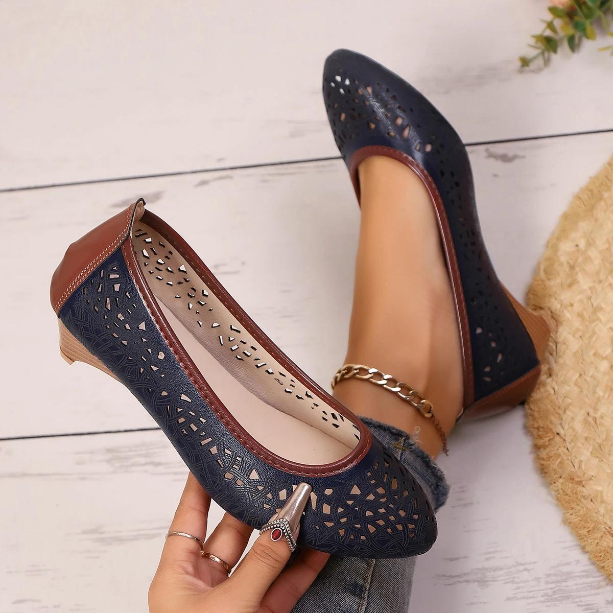 

Мода 2025 Новые Женские Туфли-Лодочки Летние Модные Каблуки Женские Кожаные Вырезы Повседневные Пляжные Высокие Каблуки Свадебная Обувь Невесты Zapatos De Mujer 35 чёрный