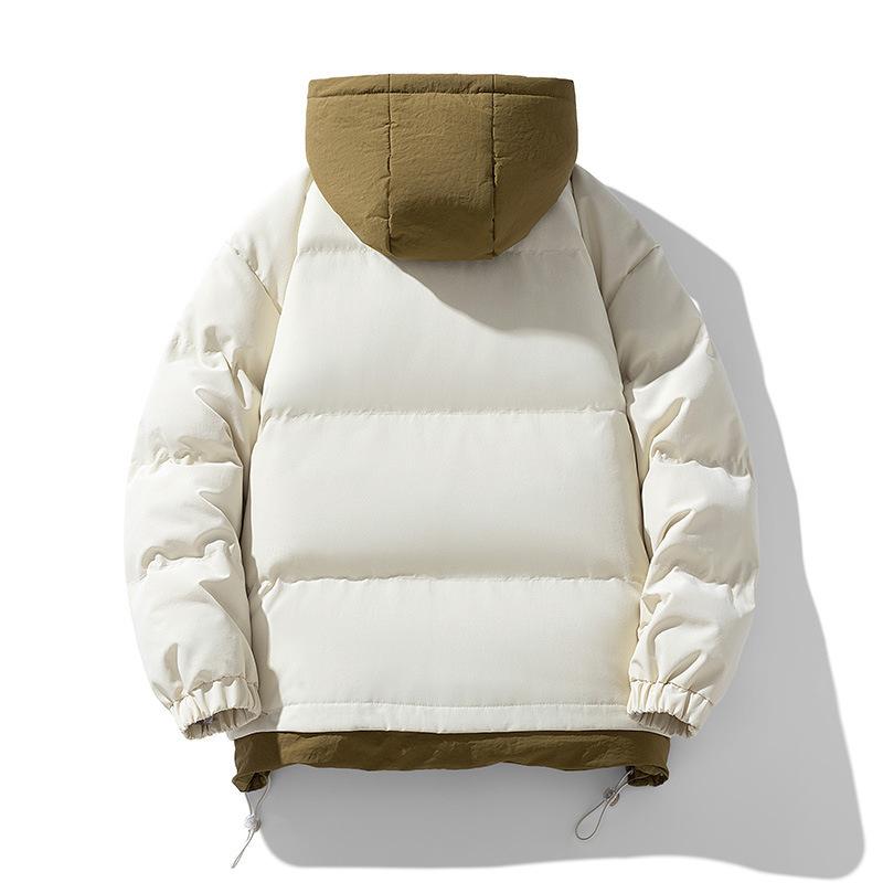 Teen Warm Cotton-padded Clothes Men's Cotton-padded Clothes Winter Clothes Fake Two-piece Thickened Hooded Couple Cotton-padded Jackets