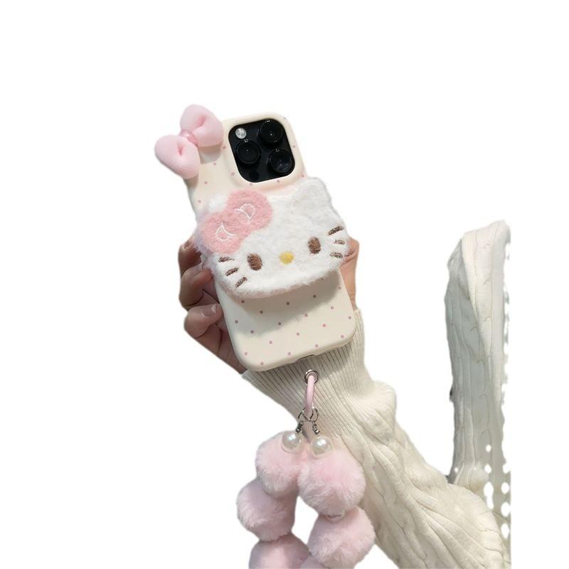 Portachiavi a forma di bambola KT Peluche Adatto per Custodia Telefono Cellulare Apple 15 iPhone16promax 14 Motivo in Pelle 13 Morbido 12