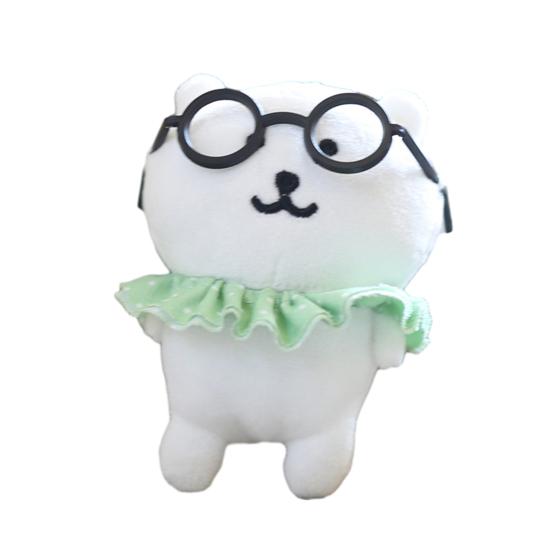 Puppenanhänger mit Brille Denkender Bär Puppe Schlüsselanhänger Anhänger Schultaschenzubehör Weicher Samt