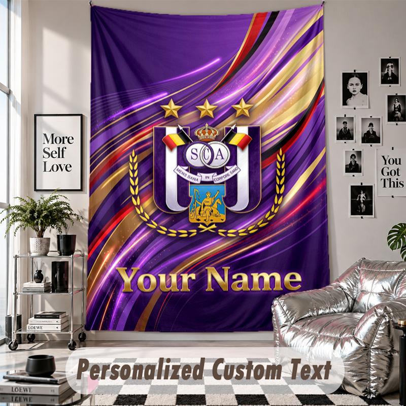 Custom Tapestry Wall Hanging, Anderlecht FC Personalized Name Text Home Wall Decor