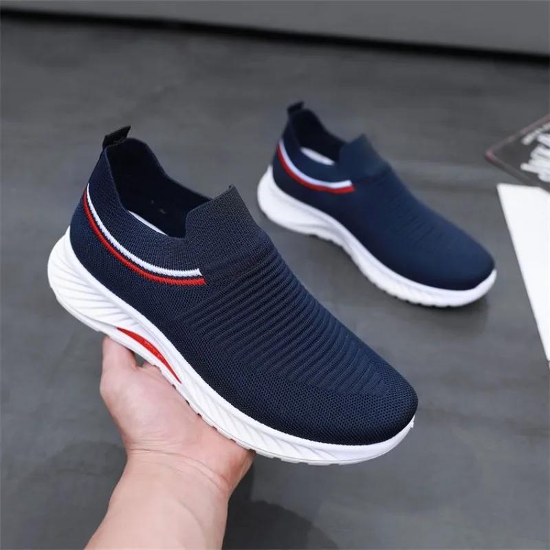 

Shoes Men Mesh Breathable Socks Shoes New Fashion Versatile Casual Shoes Soft Bottom Non-slip Running Footwear Comfort Sneaker 44 синий