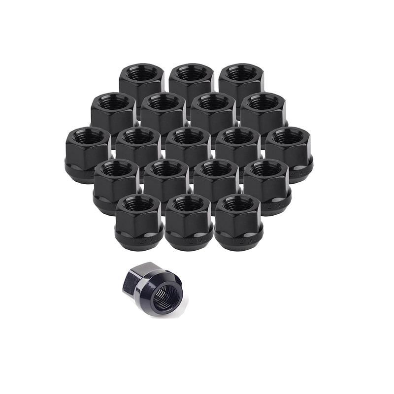 20 PCS  Open End  Lug Nuts  Black 3/4"(19mm) Hex  0.84” (21mm) Height  60 Degree  Wheel Nuts Black