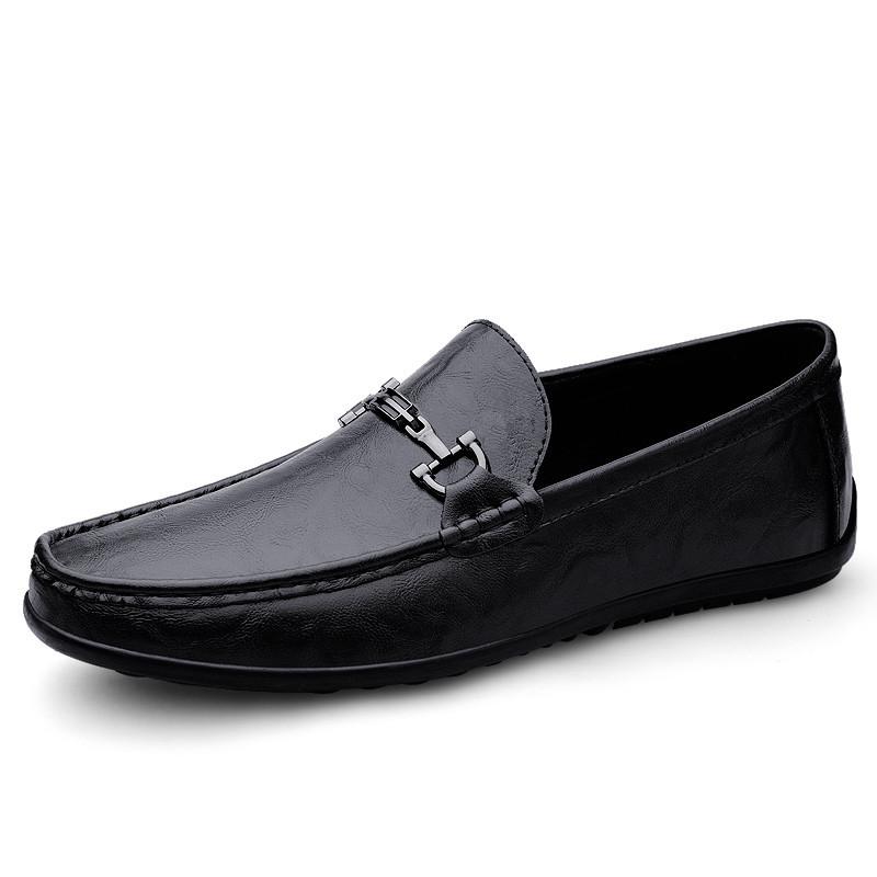 Leather Shoes Men's New British Business Casual Shoes Breathable Soft Bottom Cover Feet Lazy One Pedal Doudou Shoes Large Size