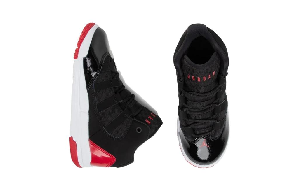 Jordan Max Aura Slip Resistant Cushioning Abrasion Resistant Mid Top Children's Basketball Shoes Black Red AQ9216-006