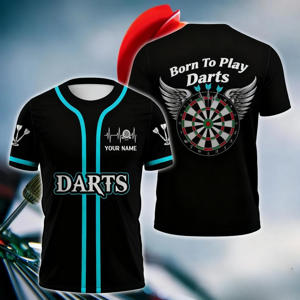 Lustige 3D Dart Print Herren T-Shirts Lässig O-Ausschnitt Kurzarm Personalisierung Club Mode Lockere T-Shirts