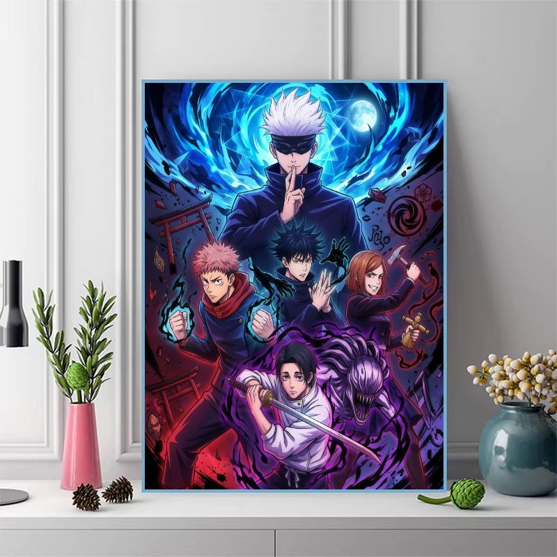 Jujutsu Kaisen Manga & Key Character Set Pattern 3pcs 100% Round Full Drill 5D DIY Diamond Painting Embroidery Cross Stitch Rhinestone Décor
