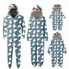 Christmas Print Family Matching Hooded Long Sleeved Zippered Jumpsuit Set