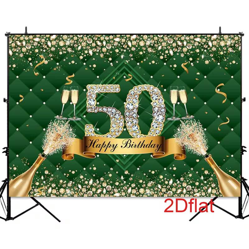 2D Grün Gold 50. Geburtstag Champagner Hintergrund Banner
