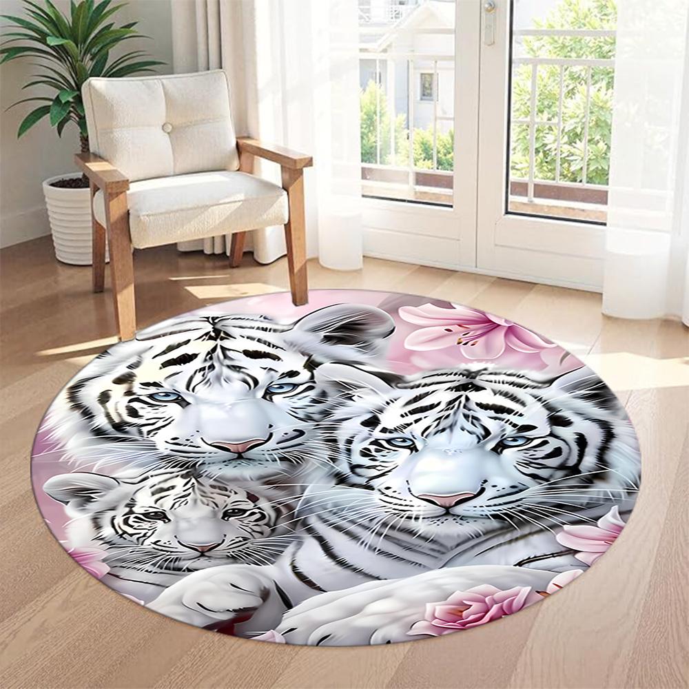 Tiger Round Carpet Design for Decorate room Outdoor Study room Balcony Antislip Round Carpet Decorate Offices Perfect Gift for Women Men
