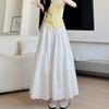 Long Flare Maxi High Plus Elastic Perfect for Slimming Everyday Solid Color [KANO SEIKA] Women's Skirt, Length, A-Line Skirt, Waist, Girly, Fluffy,
