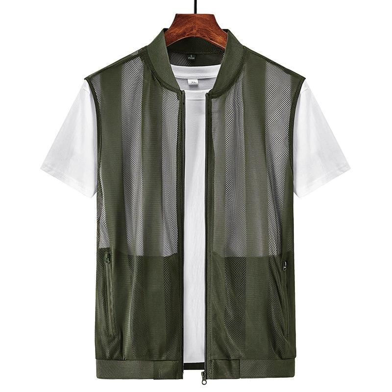 Men's Summer Comfortable Breathable Mesh Vest Large Size Casual Solid Color Workwear Top