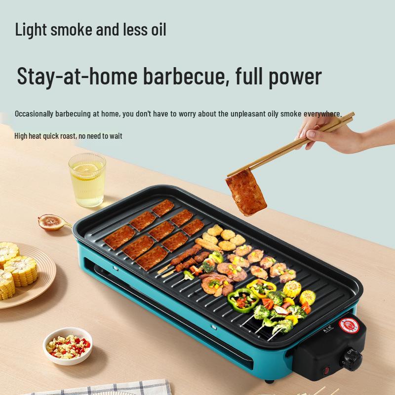 Multi-Functional Non-Stick Maifan Stone Electric Grill Pan - Healthy, Smokeless BBQ with Grill Rack