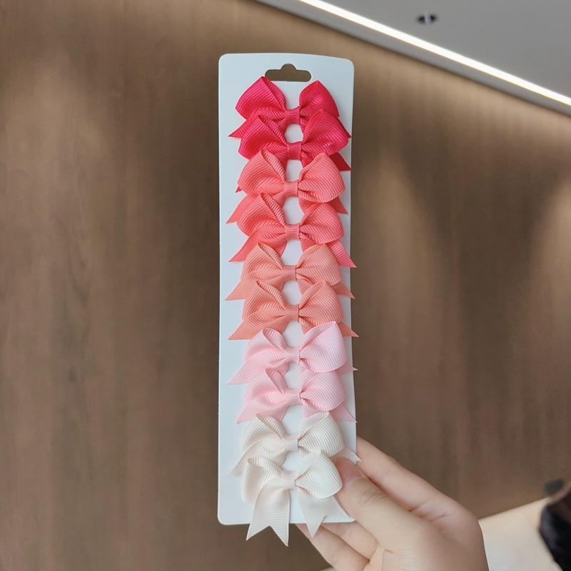 10Pcs/Set Colorful Grosgrain Ribbon Bow Hair Clip Girls Lovely Cheer Bowknot Hairpin Barrettes Headwear Baby Hair Accessories