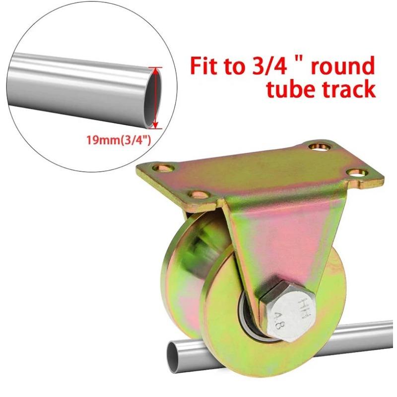U-Rillenrad, 2 Zoll, robuste Starrlenkrolle für umgekehrte Schienen, Rolltore, Industriemaschinen, Tragkraft 660 Pfund