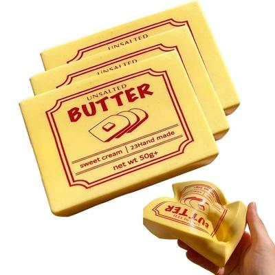 1pc Soft Slow Rebound Butter Stick Realistic Silicone Stress Relief Fidget Squeeze Toys Desk Office Accessory Funny Anti-Anxiety Gift Gadget