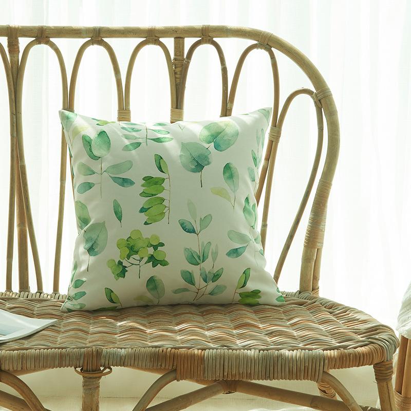 2Pcs 45X45Cm Outdoor Waterproof Green Throw Pillow Cover Spring Decorative Square Pillows Cover Leave Modern Garden Cushion Case