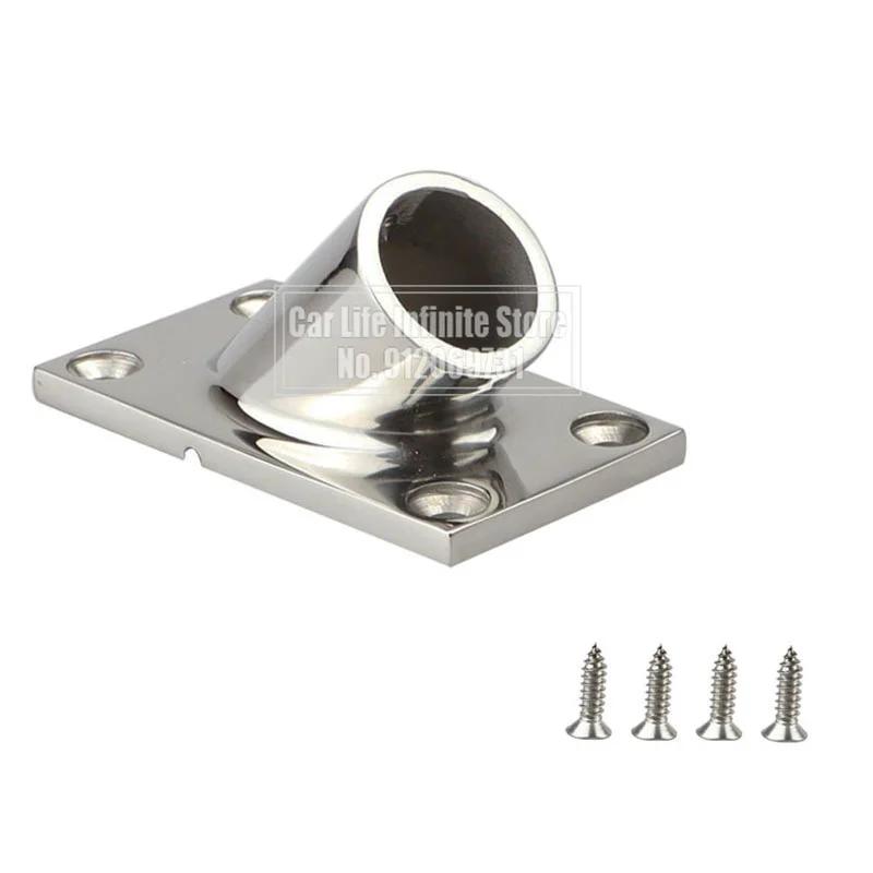 30/45 Graders 22/25mm Rektangulær Base Rustfritt Stål Båtdekk Håndrekksbeslag Støttefotbase For Båt Marine Yachter