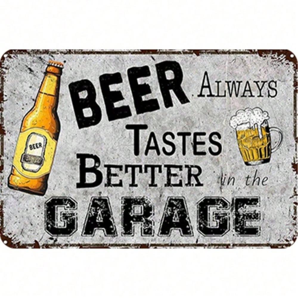 Vintage Beer Tin Sign 12x8 Inch Retro Iron Metal Wall Art for Pub Bar Garage Man Cave Home Decor