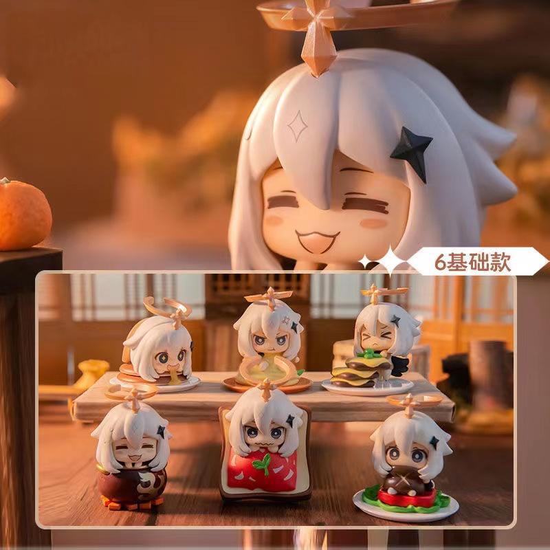 Genshin Impact Figure Scatola Cieca Gioco Periferica Cartone Animato Kawaii Cibo d'Emergenza Paimon Figure Modello da Collezione Giocattoli Bambola