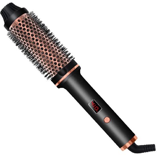 Thermal Brush 1.5 Inch Heated Curling Brush Ceramic Curling Iron Volumizing Brush Heating Round Brush Travel Hair Curler Comb