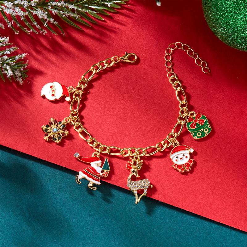 

Trendy Merry Christmas Metal Chain Bracelet for Women Exquisite Santa Claus Snowflake Elk Snowman Charm Bracelets Party Jewelry
